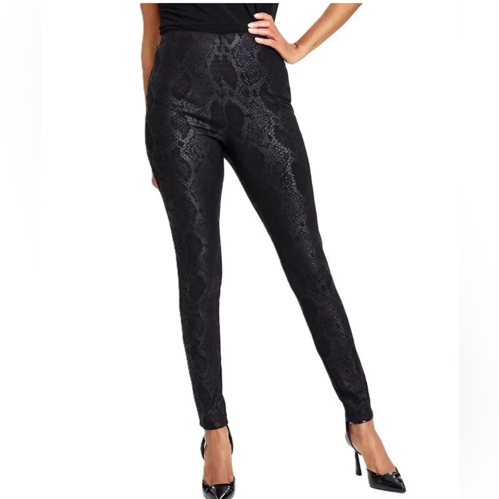 INC International Concepts Black Faux Snake Print PullOn Skinny Legging PantsNWT